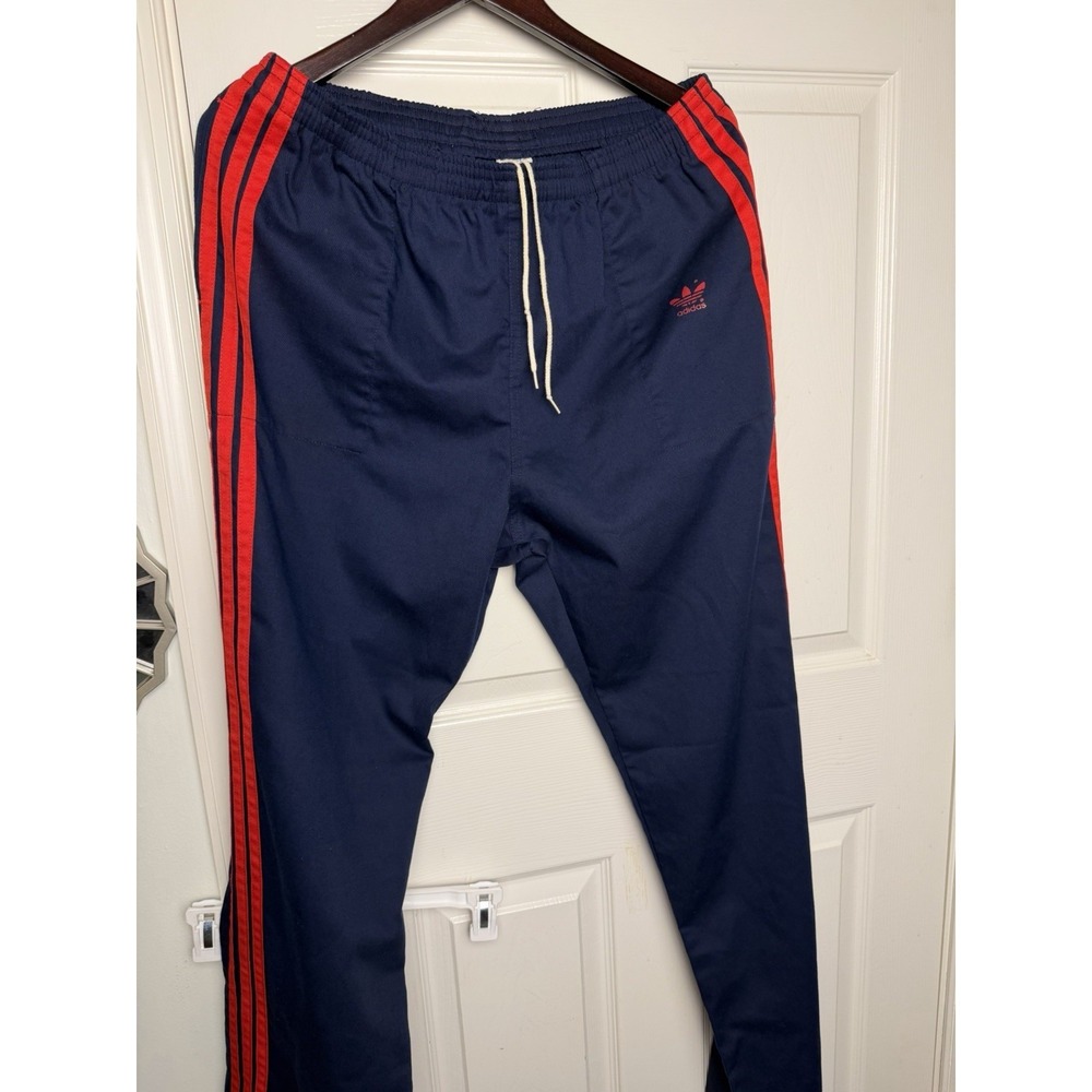 VINTAGE Adidas Pants Men 40-42 Blue Red Stripe 70-80's Run DMC Made in USA Rare
